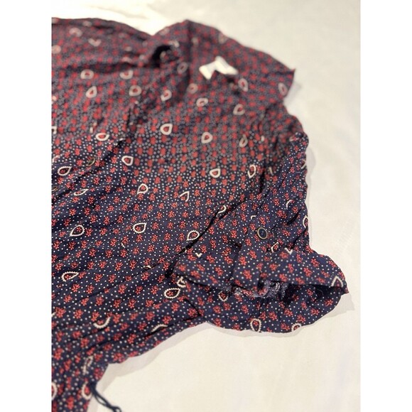 Vintage Y2K Forever 21 babydoll Shirt Dress M Black Red Paisley 90s Office Siren - Picture 7 of 16